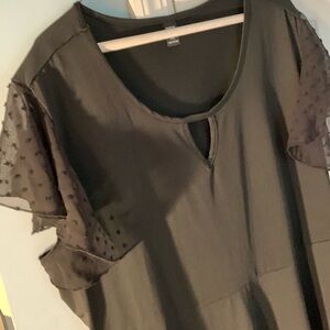 SHEIN curve black dress w/ cap sleeves keyhole front neck. Polyester. Size 3XL